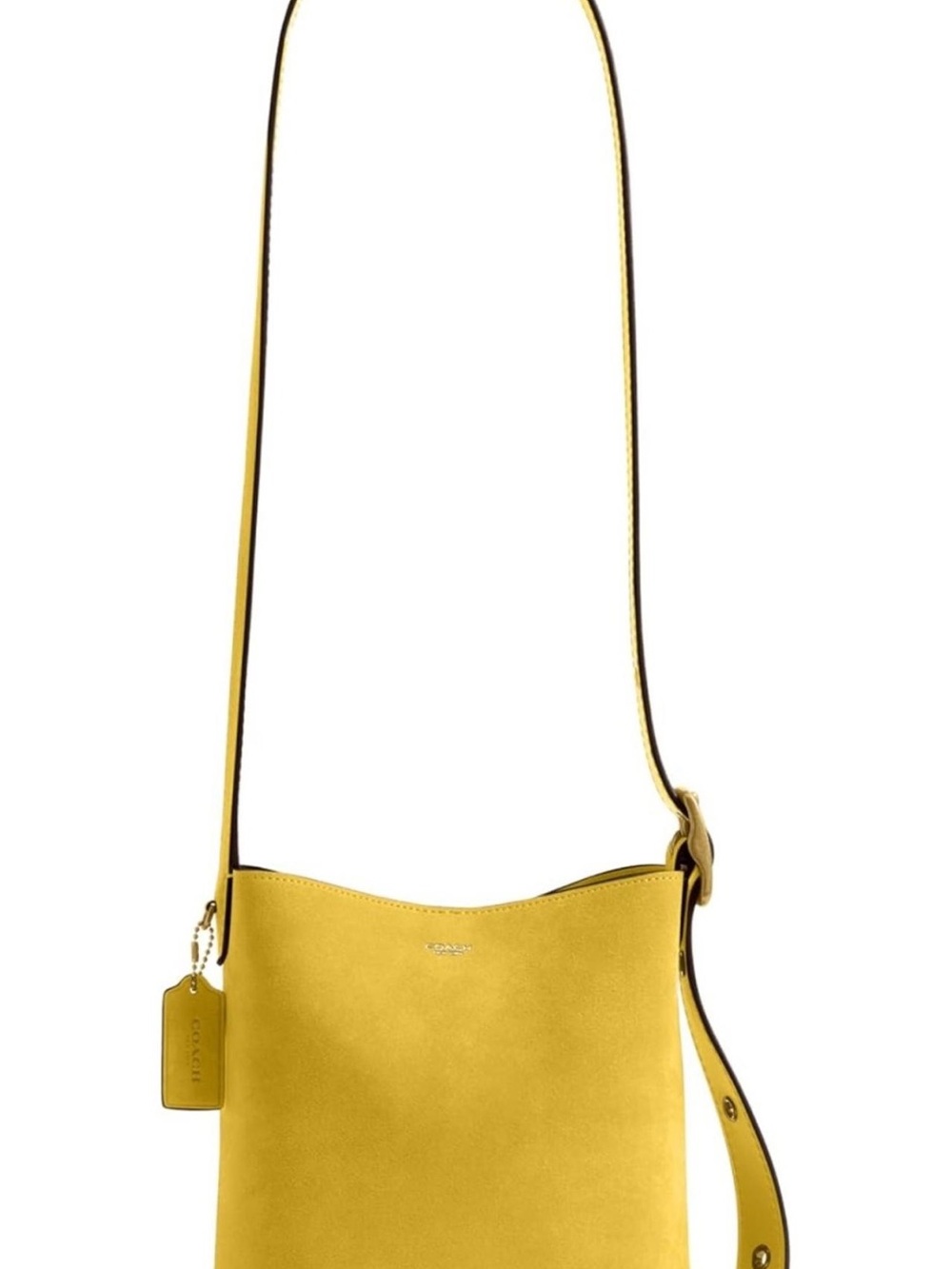 COACH Bleecker Yellow Bucket Bag 21 Suede Buckle - Picture 2 of 6